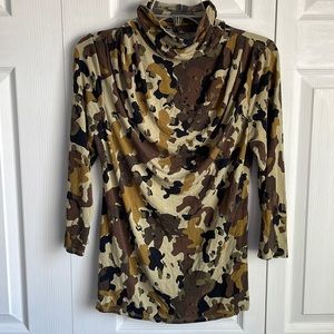 Adrienne Vittadini Camouflage Turtleneck Blouse